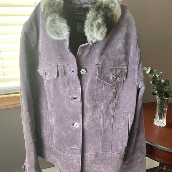 TERRY LEWIS CLASSIC LUXURIES Purle violet Jacket with Faux Fur Collar Purple - Picture 2 of 13